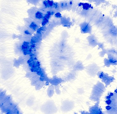 Summer Tie Dye Girdabı. Hippi Şablonu 'nda öl. Urban Boho Tekrarlama Şablonu. 60 'ların kravat boyası girdabı. Bohem Eski Kumaş. Mavi Soyut Parlak Tasarım. Ölüm Rengi Mavi.