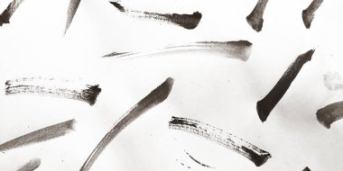 Fırça darbesi şablonu. Kahverengi Fırça Sıçratma Çizimi. Japon Yaratıcı Fırça Darbesi Boyası. Arkaplan Fırça Darbesi Şablonu. Çocukça Altın Leke. Beyaz.