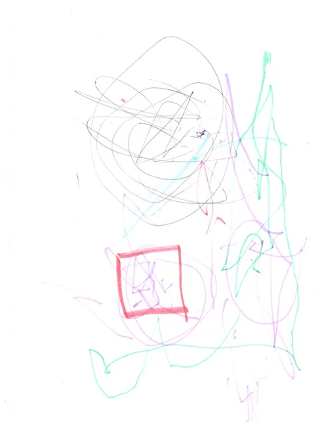三角形のデザイン要素背景 インクスクラッチポストカード ウォールアートキャンバス 美しい子供のようなデザイン 幾何学的な子供のようなペイント 落書き絵の具 — ストック写真