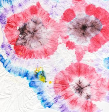 Çoklu Renkli Psikedelik Kaleydoskop. Boyalı Girdap Sanatı. Tekstil Ikat Kapanış Sanatı. 1960 'ların Psikedelik Kaleydoskobu. El yapımı güzel sanatlar. Mavi Klasik Kentsel Batik.