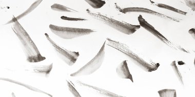 Brush Stroke Template. Brown Paintbrush Line Design. Japanese Graffiti Brushstroke Fabric. Background Brush Stroke Template. Artistic Chinese Dirty. Black.