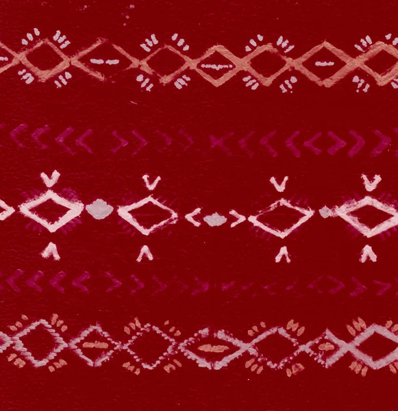 Navajo Ikat Pattern Red Geo Pillow Tribal Print Têxtil Aquarela — Fotografia de Stock