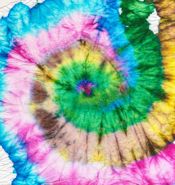 绿色迷幻万花筒 染色色彩艺术 Shibori Batik摘要背景 60年代的心理迷走神经 水彩画Ikat打印 色彩艳丽的花 — 图库照片
