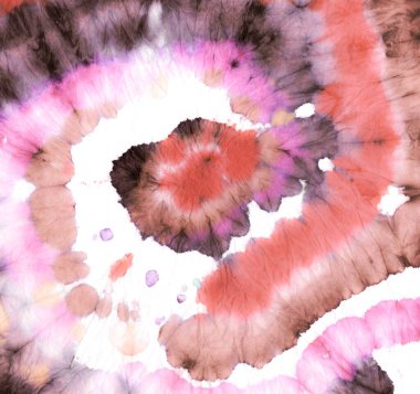 Pink Tie Dye Swirl. Die Peace Art. Flower Batik Nautical Fabric. 1970s Tie Dye Swirl. Handmade Fun Print. Brown Classic Brush Paint.  Tiedye Color Pastel.