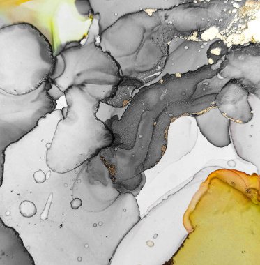 Marble Gold Black. Art Liquid Artistic Wall. Sea Macro  Canvas. Shiny Gradient Marble Gold Black. Smoke Isolated Splashs Painting. Gradient Elegant Canvas. Elegant Alcohol Fluid.