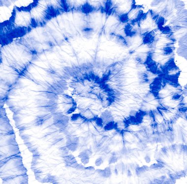  Spring Tie Dye Swirl. Ink Color Paint Pattern.  Fabric Apparel Indonesian Tie Dye Swirl. Watercolour Marine Pattern. Silk Batik Dyed. Dyed Organic Watercolor. Blue.