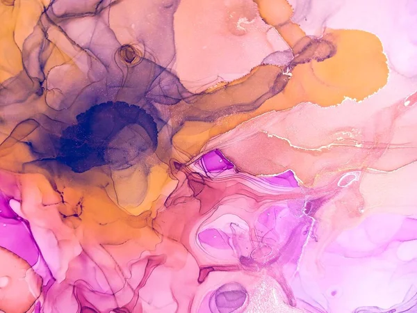 Мраморное Золото Art Light Alcohol Print Шелковый Брызг Холста Фиолетовый — стоковое фото
