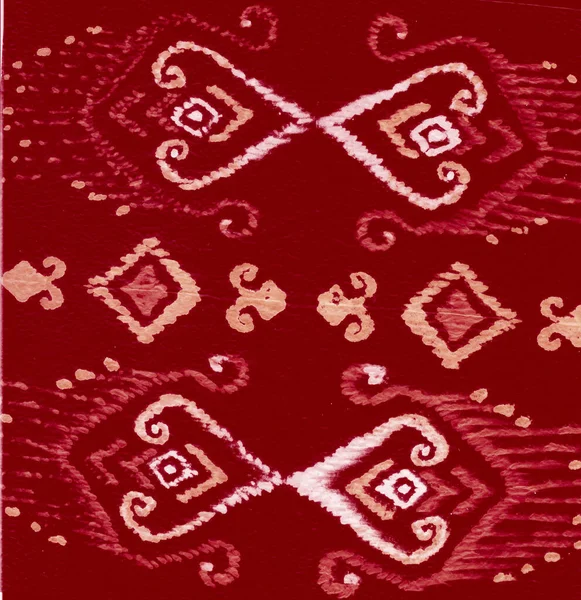 Aztec Ikat Pattern Tessuto Spazzola Cuscino Geo Borgogna Linea Nastro — Foto Stock