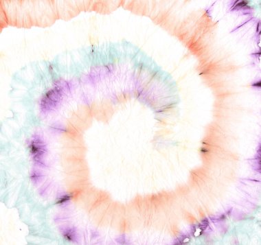 Sıcak kravat boyası girdabı. Die Round Art. Shibori Eski Giysi Kumaşı. 70 'lerin kravat boyası girdabı. Gökkuşağı Eski Düzen. Pastel Soyut Trip Kumaş. Tye Rengi Kahverengi.