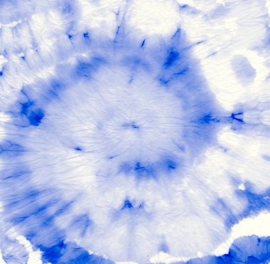 İndigo Tie Dye Girdabı. Tye Yuvarlak Tasarım. Denim Ikat Soyut Resim. 1960 'ların kravat boyası girdabı. Suluboya, havalı desen. Yaz Denizcilik Kıyafetleri Sanatı. Tye Barış İndigo.