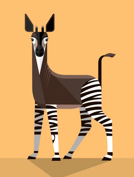 Unusual Animal Okapi Member Giraffe Family Looks Horse Zebra Stylized — Wektor stockowy