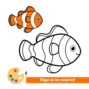Coloring book, clownfish vector image vector Coloring book, clownfish vector image vector