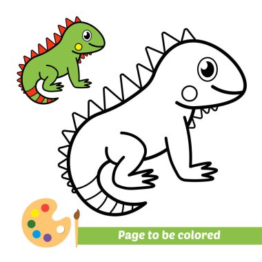 Boyama kitabı, iguana vektör resmi
