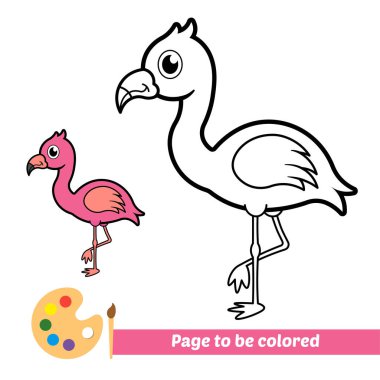 Çocuklar için boyama kitabı, flamingo vektörü
