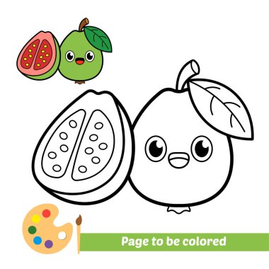 Çocuklar için boyama kitabı, guava vektörü