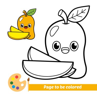 Çocuklar için boyama kitabı, mango vektörü