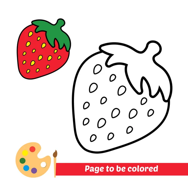 Coloring Book Strawberry Vector Image — Stockvektor