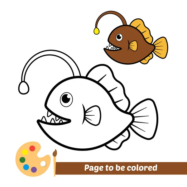 Boyama Kitabı Anglerfish Vektör Resmi — Stok Vektör