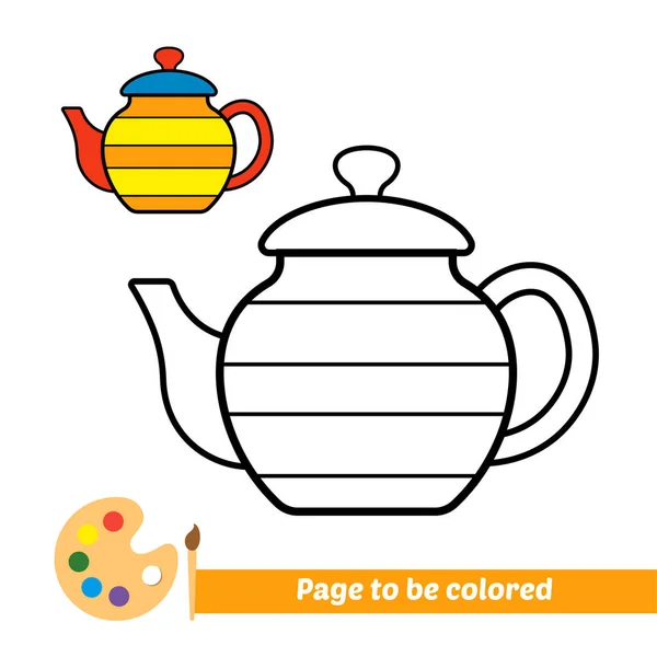 Coloring Book Tea Pot Vector Image — Stockvektor