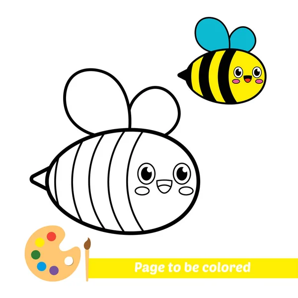 Libro Para Colorear Imagen Vector Abeja — Vector de stock