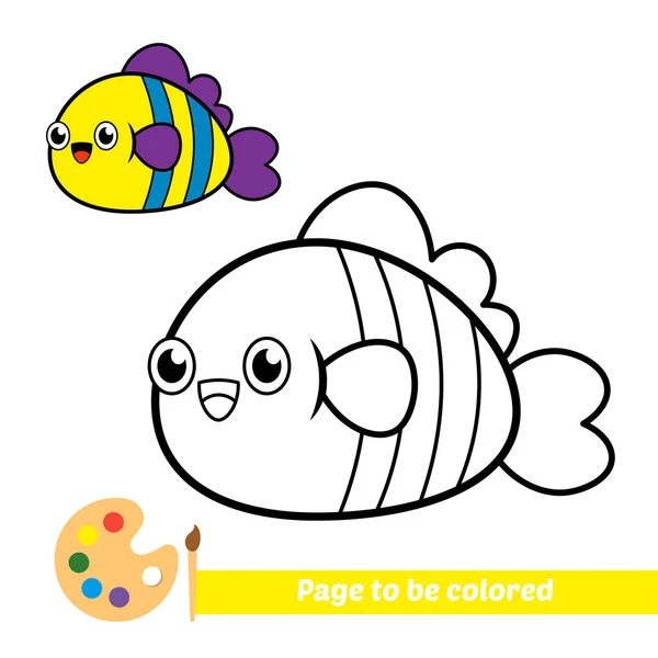 Libro Para Colorear Imagen Vectorial Peces — Vector de stock