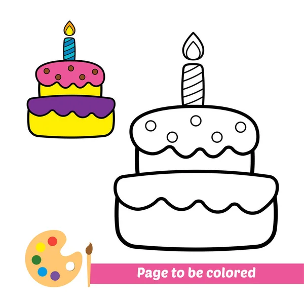 Coloring Book Birthday Cake Vector Image —  Vetores de Stock
