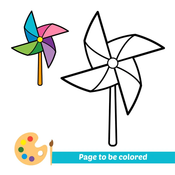 Coloring Book Paper Windmill Vector Image — Stockvektor