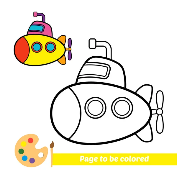 Coloring Book Submarine Vector Image — Vetor de Stock