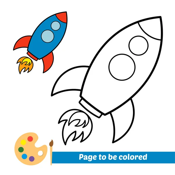 Coloring Book Rocket Vector Image — Stockvektor