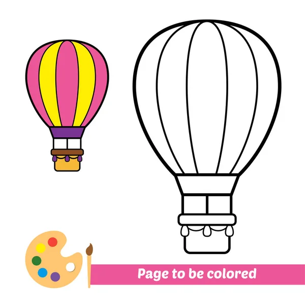 Coloring Book Hot Air Balloon Vector Image — Stockvektor