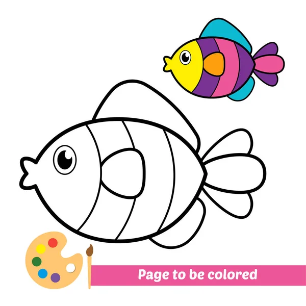 Libro Para Colorear Imagen Vectorial Peces — Vector de stock