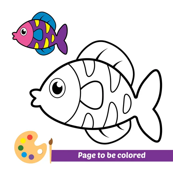 Libro Para Colorear Imagen Vectorial Peces — Vector de stock