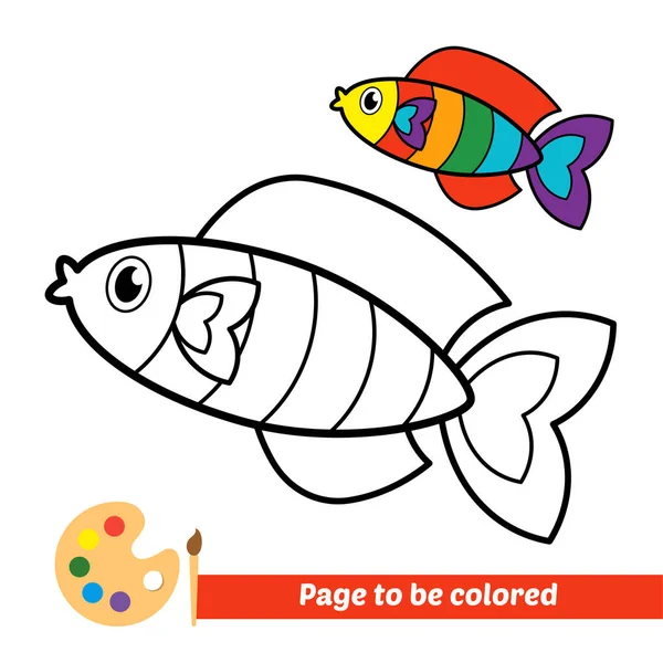 Libro Para Colorear Imagen Vectorial Peces — Vector de stock