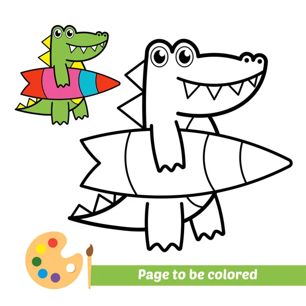 Coloring Book Crocodile Vector Image — Wektor stockowy
