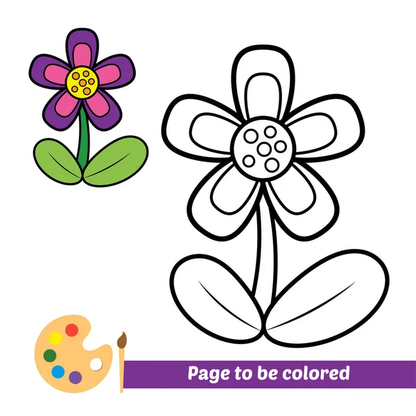 Libro Para Colorear Imagen Vector Flor — Vector de stock