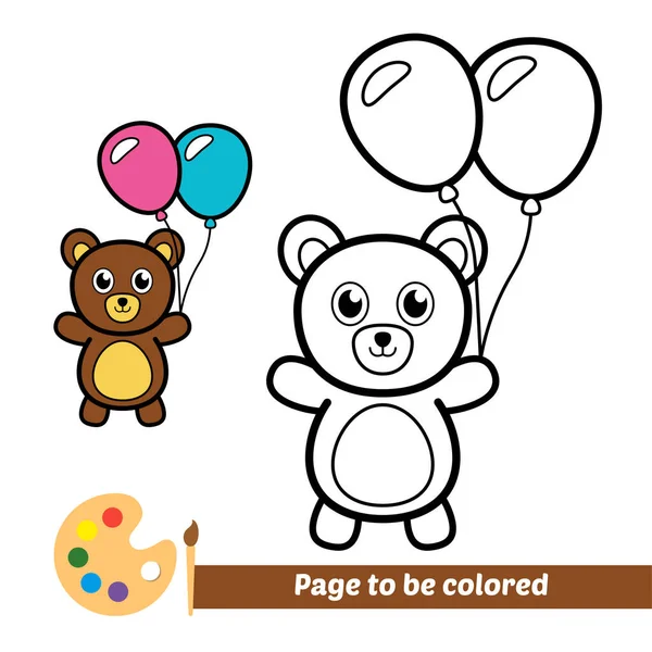 Livre Colorier Ours Jouant Aux Ballons — Image vectorielle