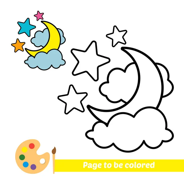 Coloring Book Moon Stars Vector — Stockvektor