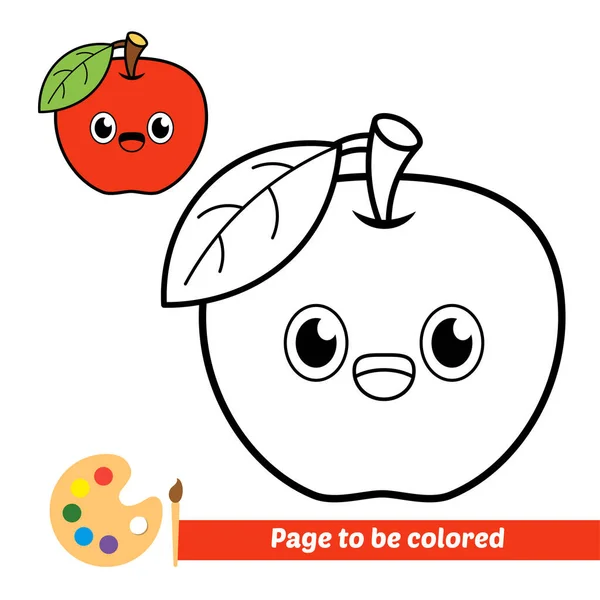 Libro Para Colorear Para Niños Vector Manzana — Vector de stock