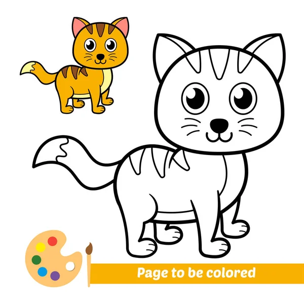 Coloring Book Kids Cat Vector — Wektor stockowy