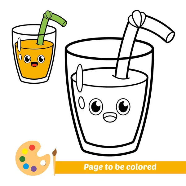 Coloring Book Kids Juice Glass Vector — Stockvektor