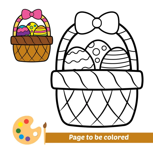 Coloring Book Kids Basket Easter Egg Vector — Wektor stockowy
