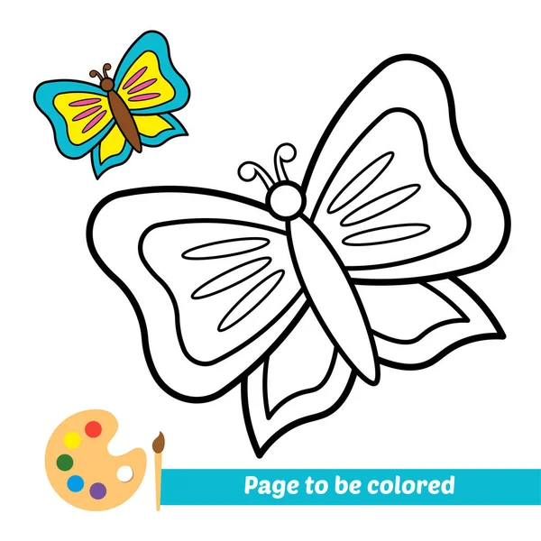 Coloring Book Kids Butterfly Vector — Stock Vector