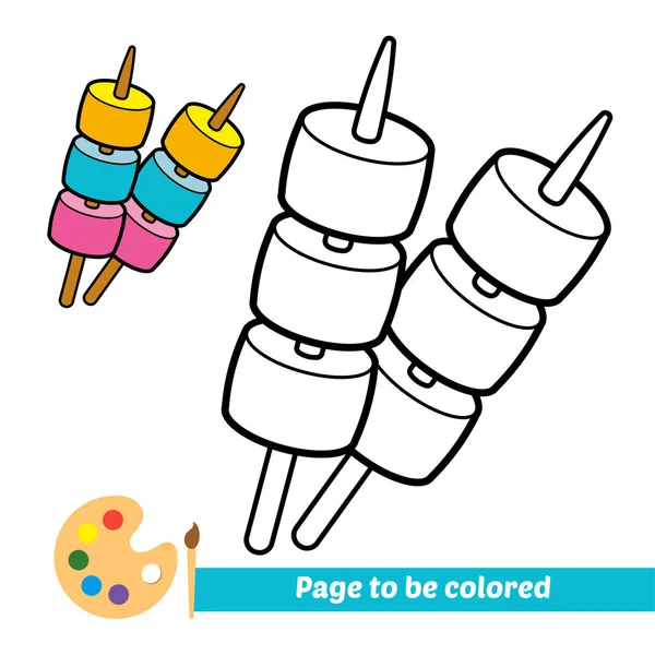 Livro Para Colorir Para Crianças Marshmallow Vetor Vara — Vetor de Stock