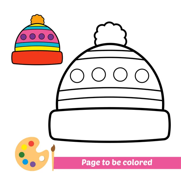 Coloring Book Kids Winter Hat Vector —  Vetores de Stock