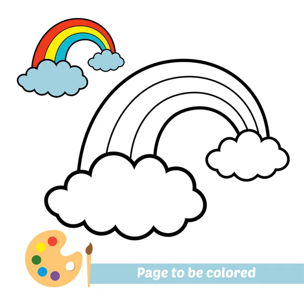 Malbuch Für Kinder Wolken Und Regenbogenvektor — Stockvektor