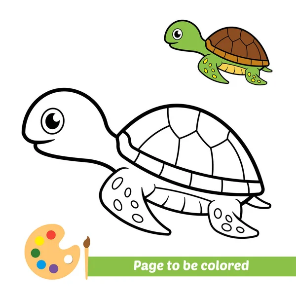 Libro Para Colorear Para Niños Tortuga Vector — Vector de stock