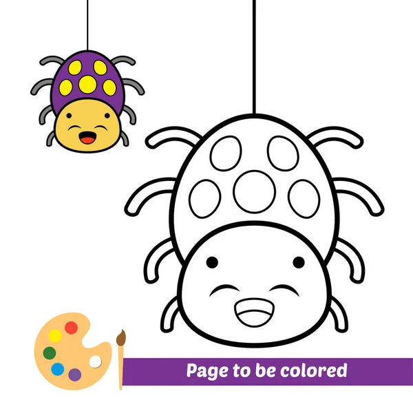 Libro Para Colorear Para Niños Vector Araña — Vector de stock