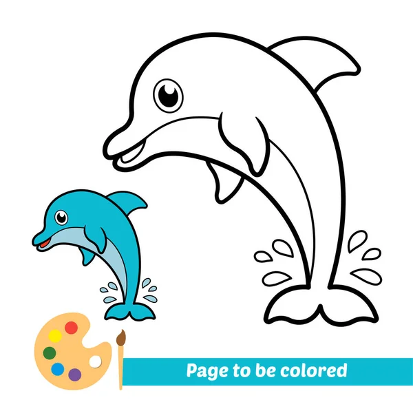 Libro Para Colorear Para Niños Vector Delfines — Vector de stock