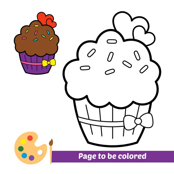 Livre Colorier Pour Enfants Vecteur Cupcake — Image vectorielle