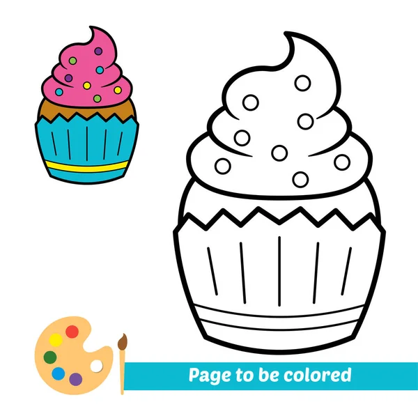 Çocuklar için boyama kitabı, kek vektörü